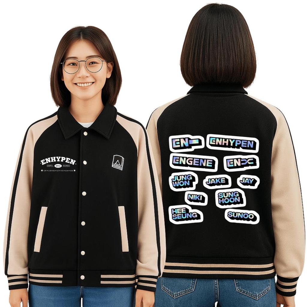 Jaket CUSTOM  enhypen Exslusive Di Kpop addict Promo new arrival JAKET BASEBALL ENHYPEN