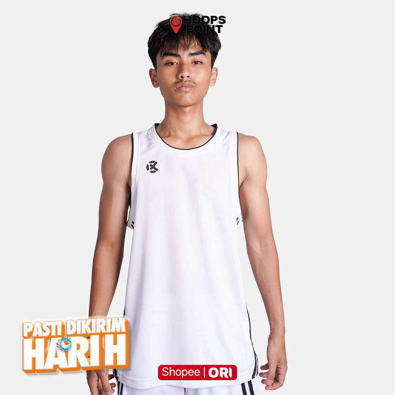 Hoops Point Baju Basket Rechampx Dunx Bb Jersey White Black Original Cx-B040204-100