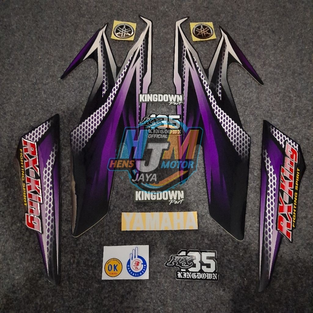 Striping Lis RX KING 2005 Ungu Variasi - Set Emblem - Premium Quality