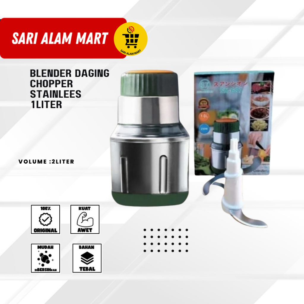 Sari Alam Mart - BLENDER DAGING CHOPPER STAINLEES 1LITER 681 CHOPPER SERBAGUNA STAINLESS STEEL STENL