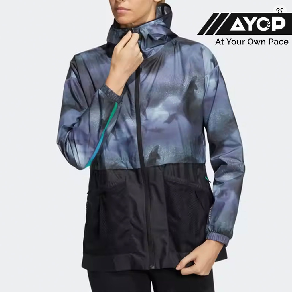 Ad1d4s Casual Woven Hooded Women’s Running Jacket - Blue Dolphin