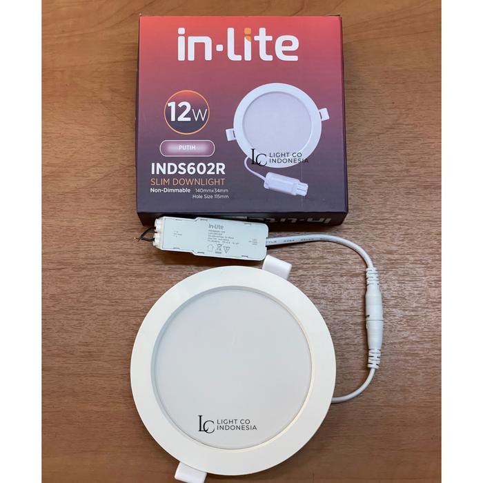 INLITE Lampu Downlight Led 12w 12watt SLIM Downlight inlite INDS602R - Putih