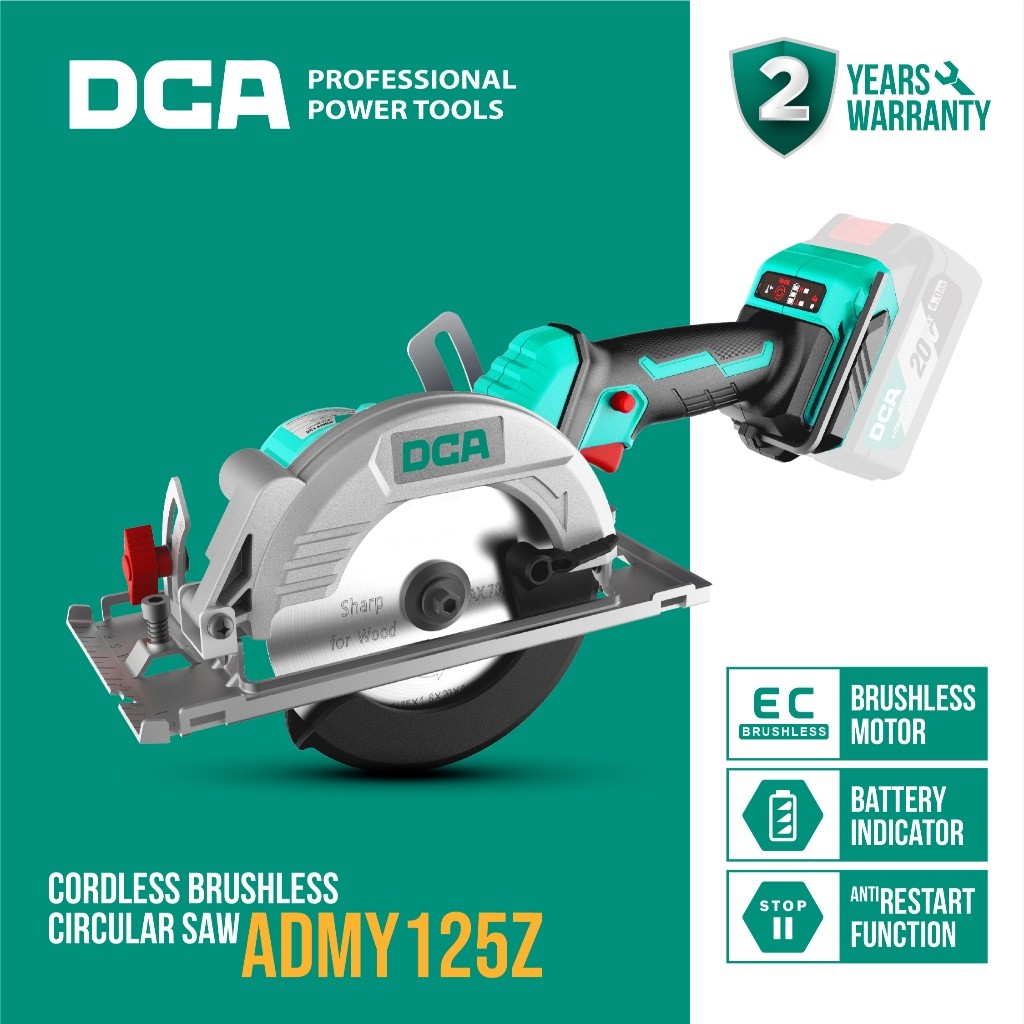 DCA Brushless Circular Saw / Gergaji Sirkel Baterai 20Volt 125mm ADMY125Z (UNIT ONLY)