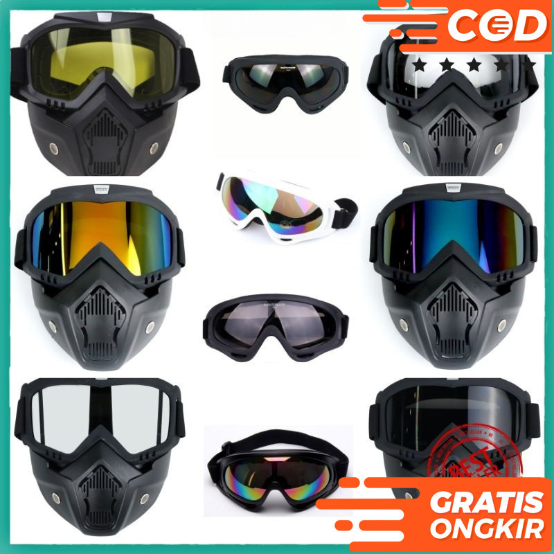 Kacamata Google Googles Goggle Helm Masker Motor Set Paintball Airsoft Trail Cross