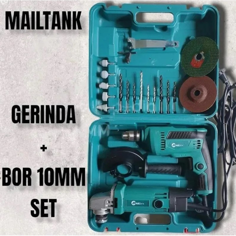SET MAILTANK SH01-119 Paket Gerinda Bor Angel Gerinda Listrik Plus Bor Listrik Bonus Mata Bor dan Ge