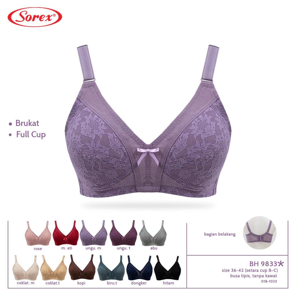 SOREX ori Bra BH Renda Klasik Big Cup Jumbo Tanpa Kawat art 9833 Size 36-42 bra bigsize nutup lemak 