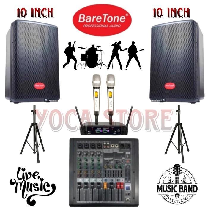 Paket Speaker Baretone 10 Inch MAX10HD Mixer 8 Channel 2 Mic Wireless - MIXER 4 CHANNEL - MIXER 4 CH