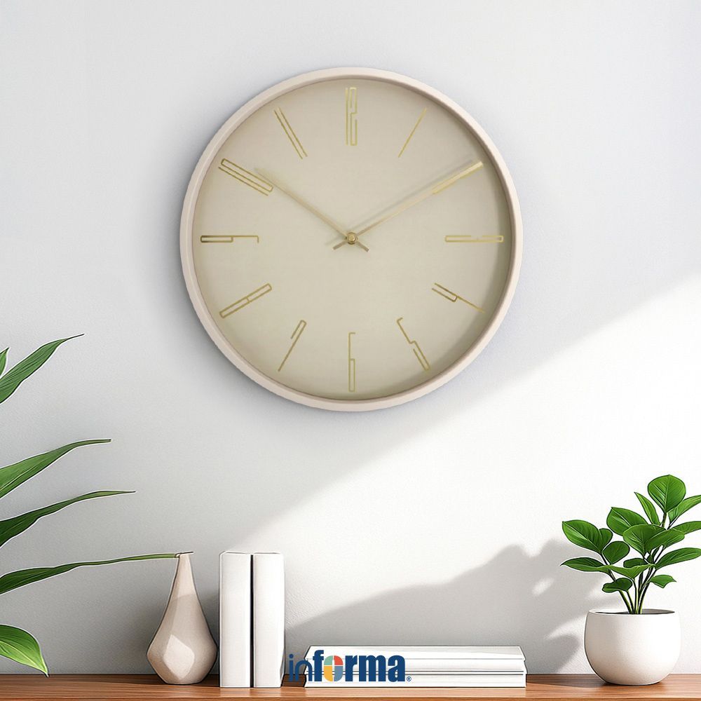 Informa 40 cm Jam Dinding 124Br - Cokelat Wall Clock Jam Tembok Aesthetic Dekorasi Penunjuk Waktu De