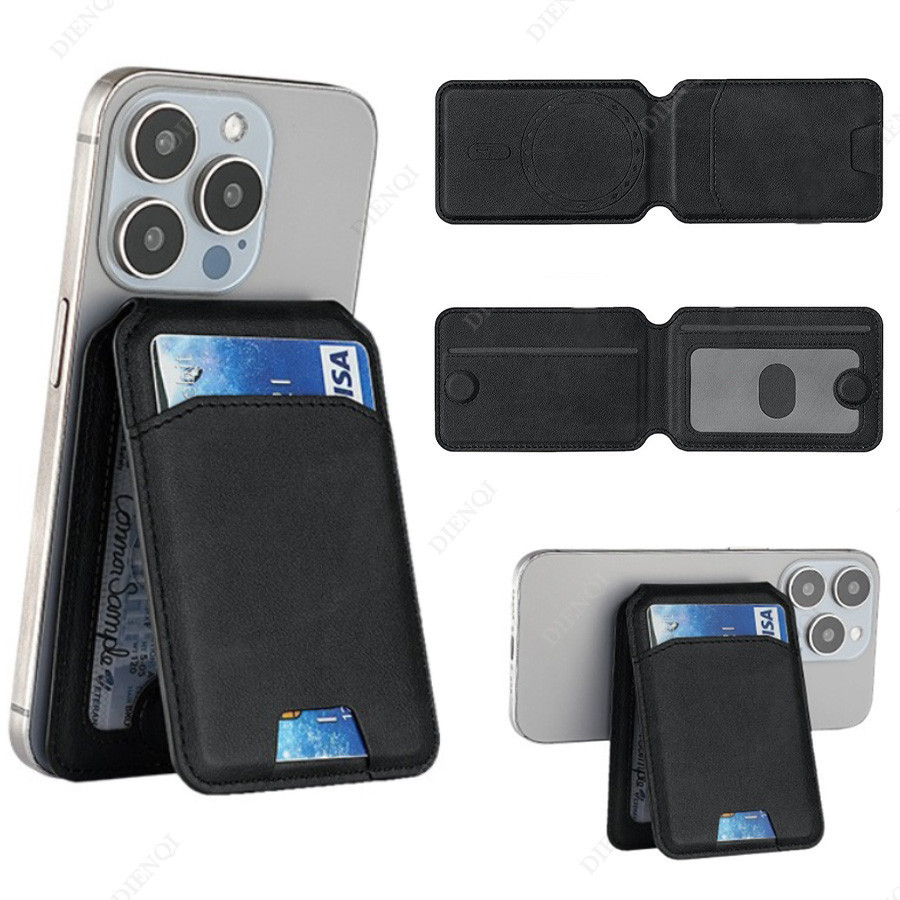 Magnetic Card Wallet Stand Magsafe Pemegang Kartu Kredit Pu Kulit Kasus Ponsel Kartu Pemegang Kartu 
