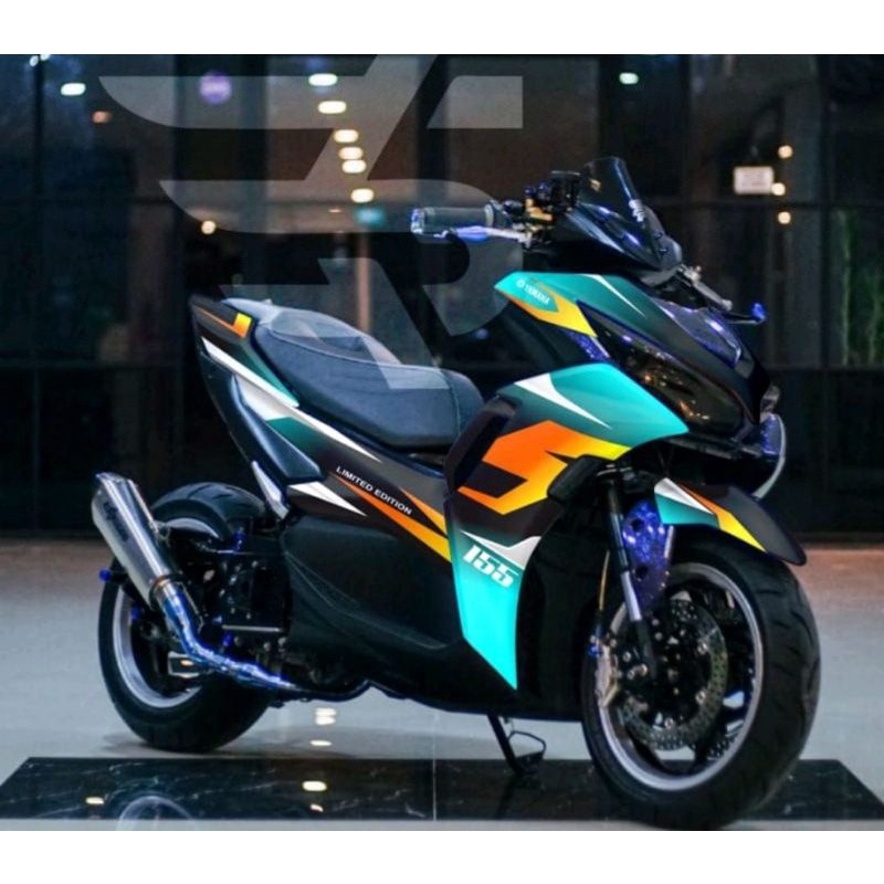 decal AEROX CONECTED motif grafis decal full body stiker motor