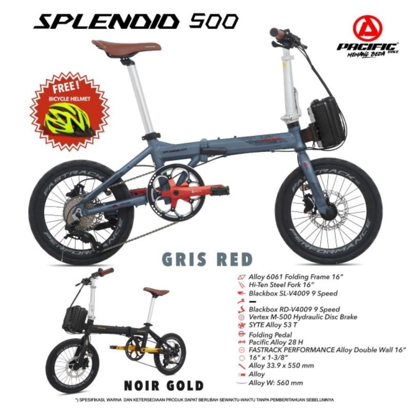 Sepeda Lipat Ukuran 16 / 20 Pacific Splendid 500 Alloy Hidrolik Murah Banyak Bonus
