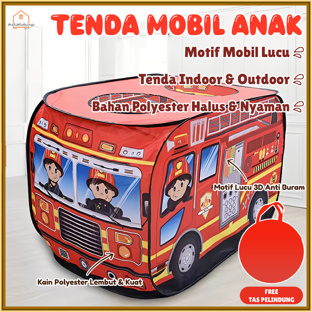 Little Things Tenda Main Anak Motif Mobil | Tenda Lipat Portable Indoor Outdoor | Tenda Camping Anak