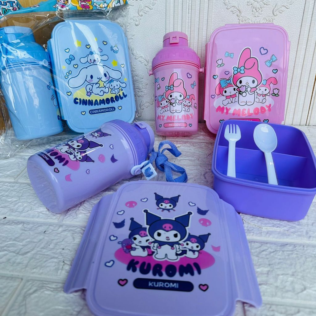 Set Tempat Makan + Botol Minum / Set Tempat Makan Anak/ Tempat Makan dan Botol Anak SANRIO