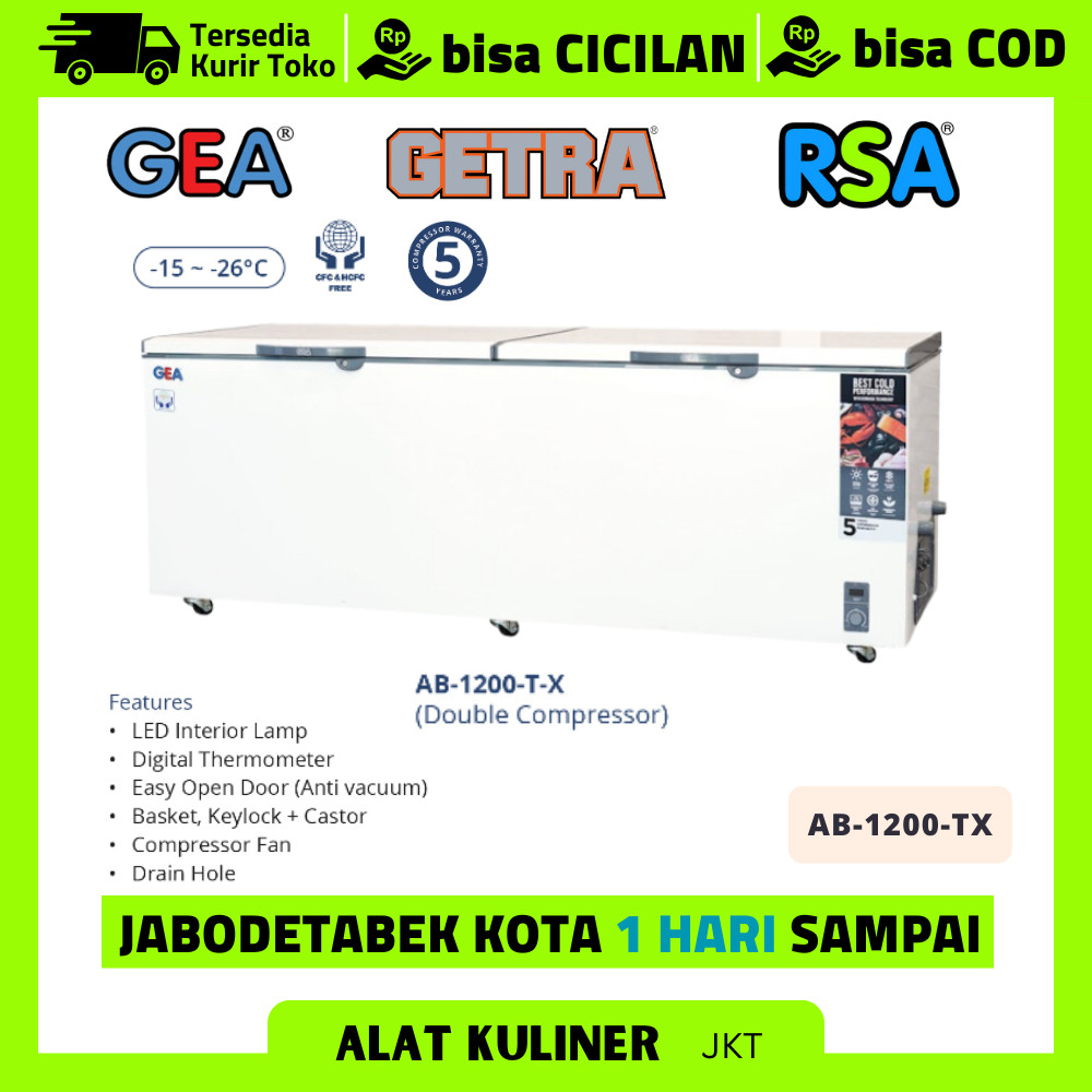 GEA AB 1200 TX  AB 1200 T X AB-1200-T-X AB-1200-TX CHEST FREEZER BOX CHEST FREEZER 1000 LITER GARANS