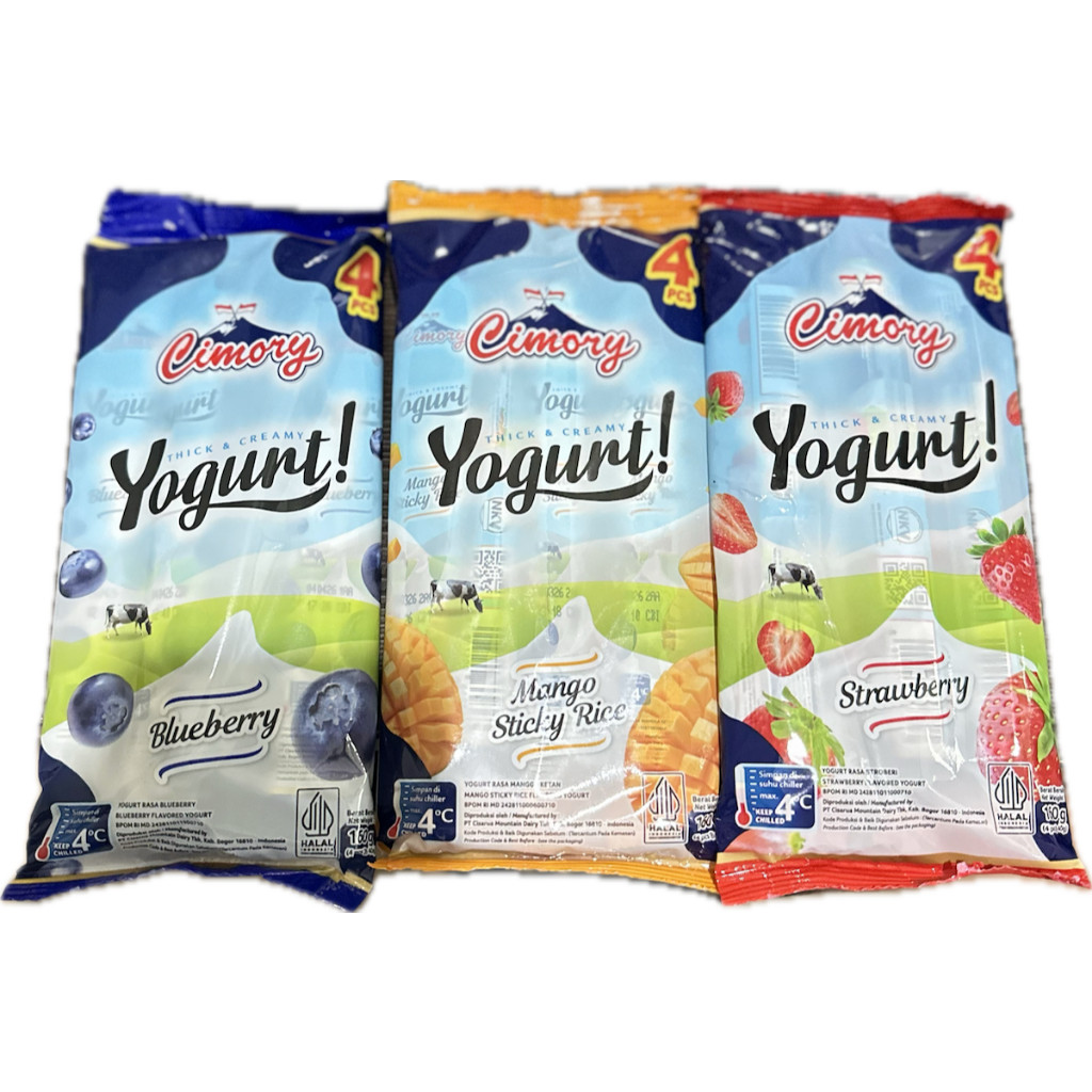 CIMORY KIDS PAK ISI 4 YOGURT DRINK STICK PACK BLUEBBERRY STRAWBERRY MANGO STICKY RICE STIK CEMILAN A