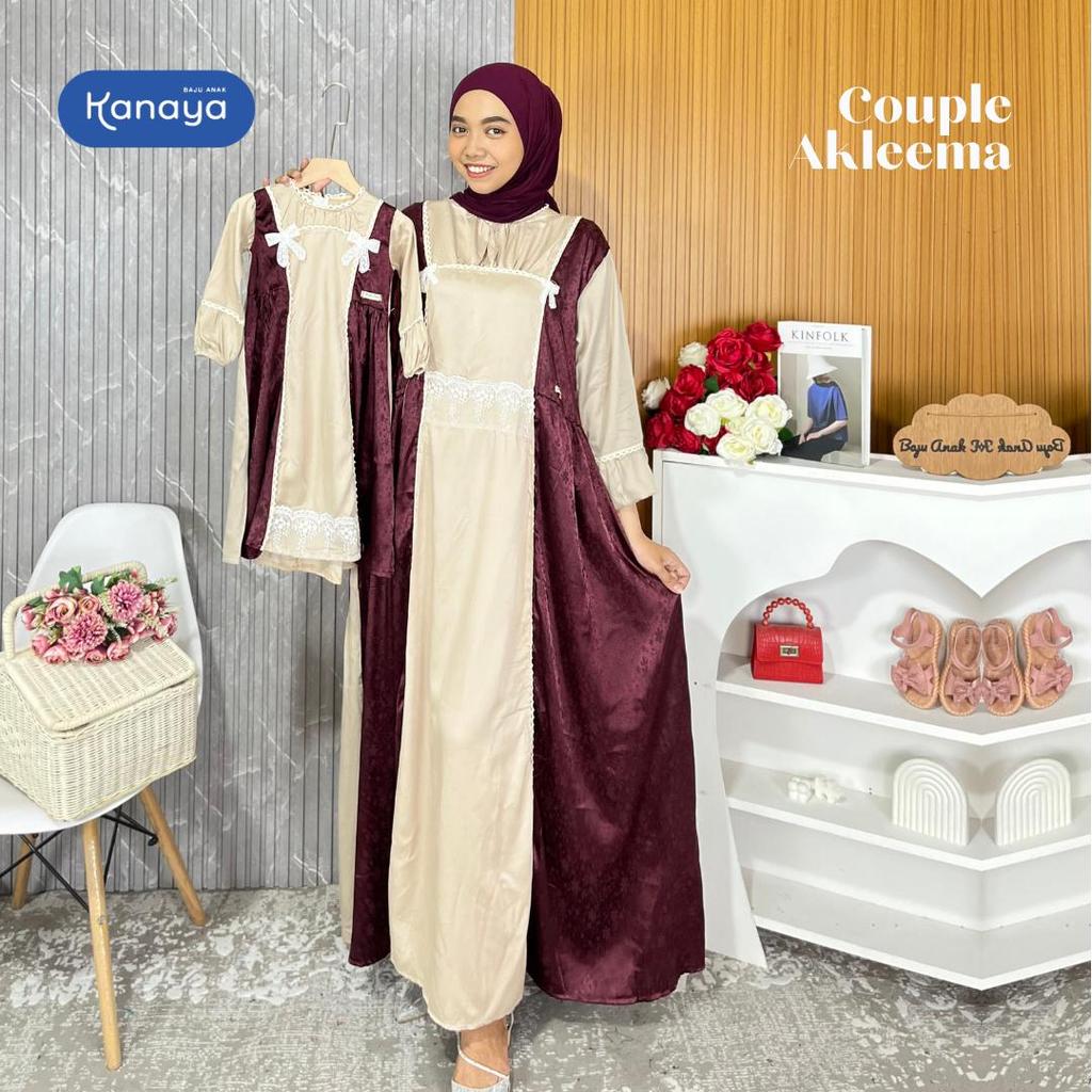 GAMIS COUPLE IBU & ANAK AKLEEMA BAHAN RAYON LONG DRESS ANAK PEREMPUAN 1-10 TAHUN