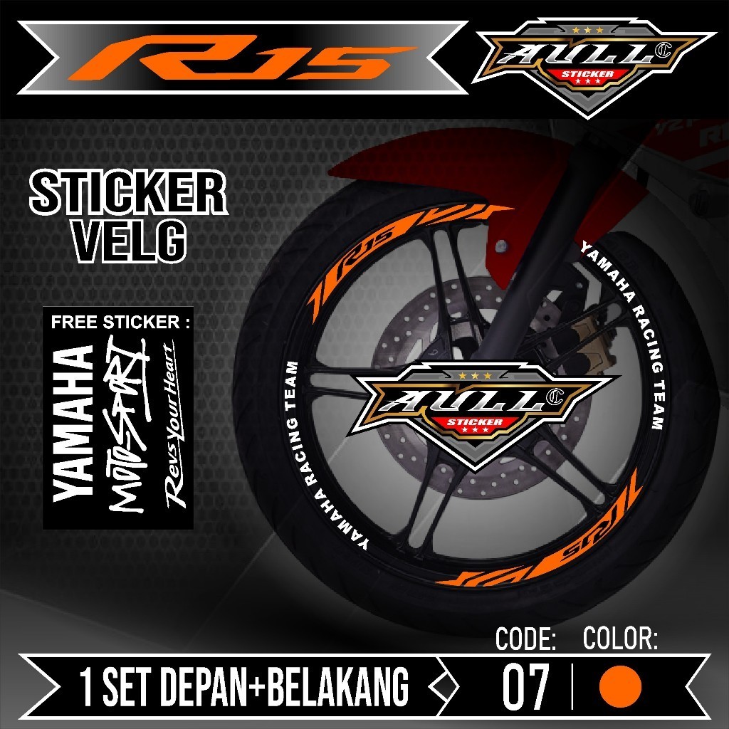 ( COD ) Sticker Velg R15 Cutting Velg Motor Yamaha R15 V2 V3 List Stiker Cutting Velk Ban Variasi Se