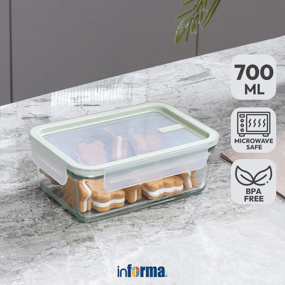 Informa Glasslock 700 ml Sens Wadah Makanan Rectangle Food Container Kotak Makan Food Grade Serbagun