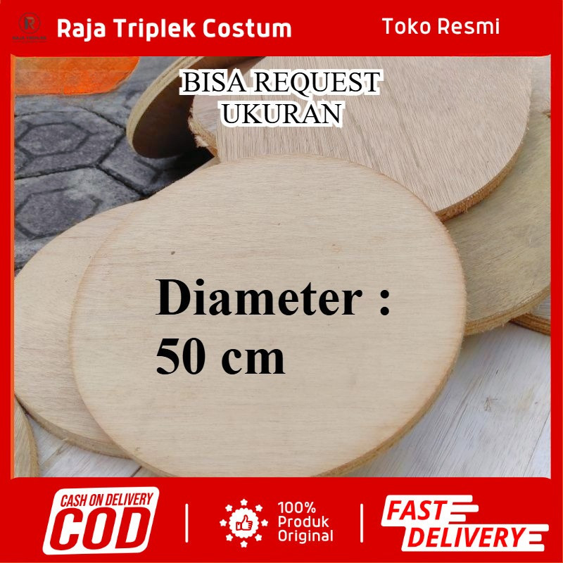 Triplek / Multiplek / Plywood Bentuk Bulat/Bundar Diameter 50 cm 55 cm 60 cm dan 70 cm Tebal 3mm 5mm