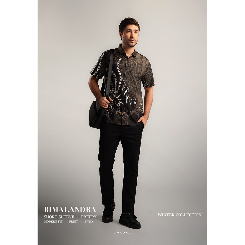 MOC - Kemeja Batik Pria Lengan Pendek Bimalandra - Black