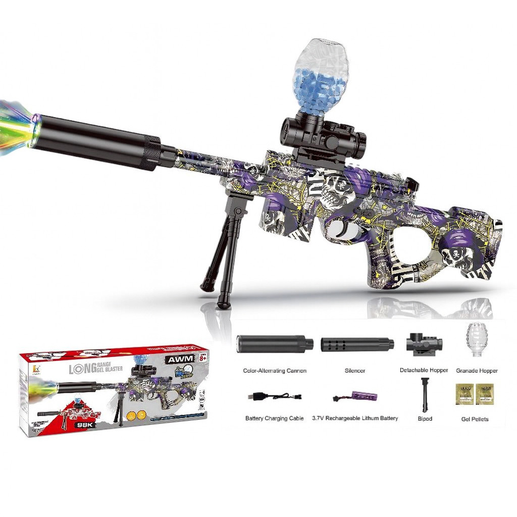 Mainan Anak Tembakan Gel Blaster Elektrik Sniper AWM + Lampu (D-6651) / Water Ball Gun