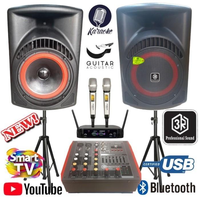 Paket Sound Power Mixer 4 Channel 3R 15 Inch, Aerobik, Senam, Upacara.