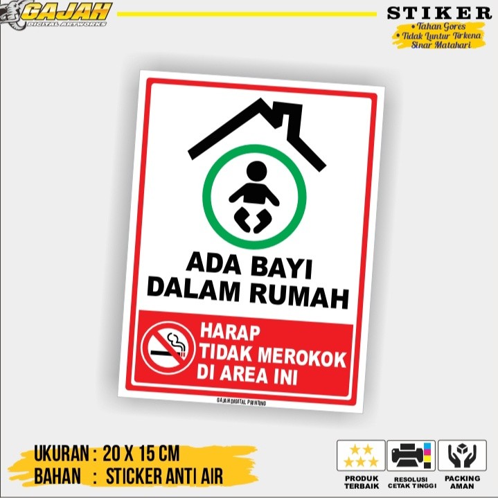 Stiker Ada Bayi Dalam Rumah / Dilarang Merokok