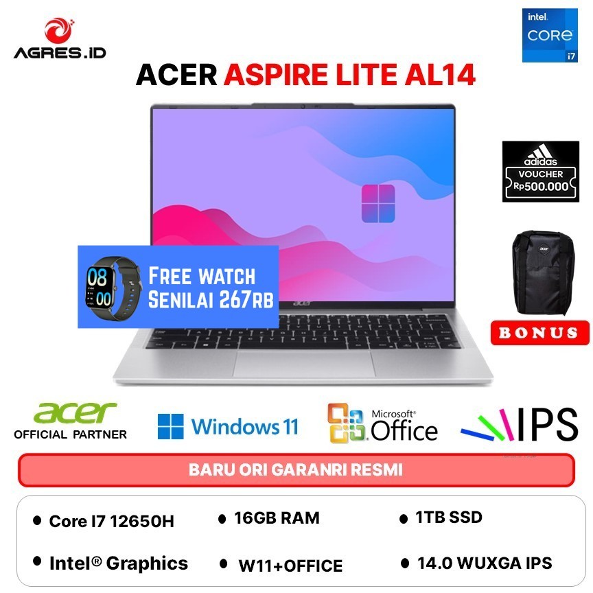 NEW - ACER ASPIRE LITE AL14 I7 12650H - RAM 16GB 1TB W11+OHS 14.0 WUXGA IPS -71M.71E2