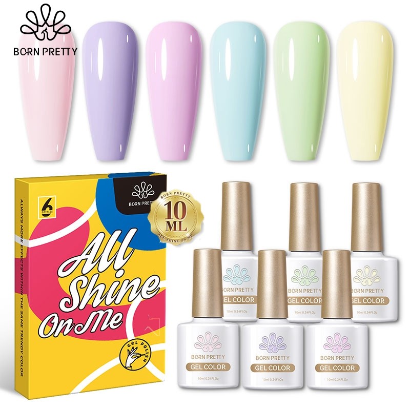 (Morenca) BORN PRETTY 6pcs/set Nail Gel Polish Set Kutek Gel Nail Gel Set Kutek Nail Art Gel Nail Po
