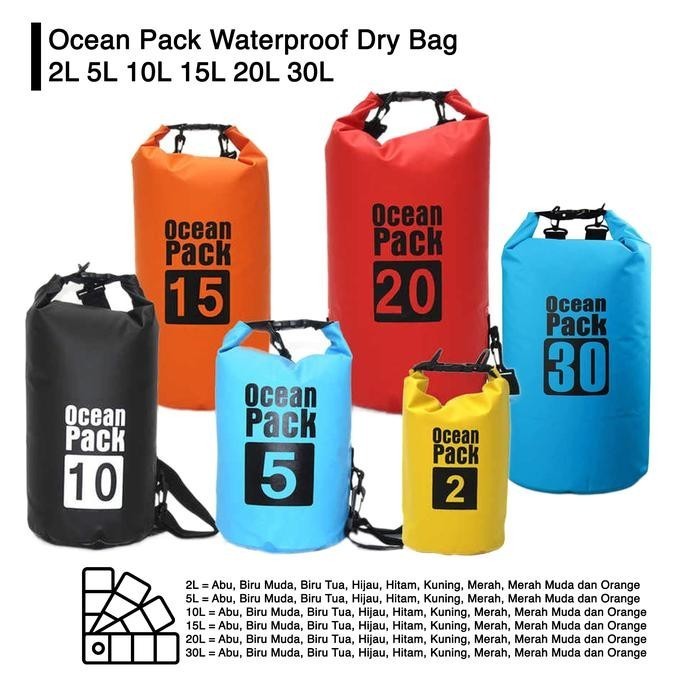 Waterproof Outdoor Bag Tas Anti Air Travel Ransel Pancing Renang Pantai Multi Color Warna Original