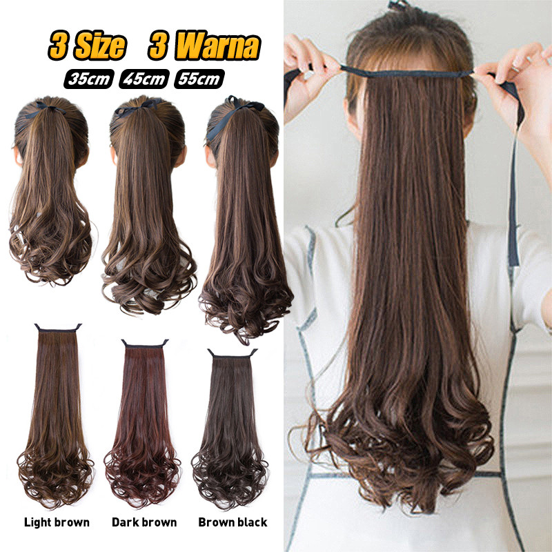 Wik Rambut Panjang Wanita / Wig Ponytail / Hair Clip Ponytail Korea Curly 35cm/45cm/55cm/65cm Vatin