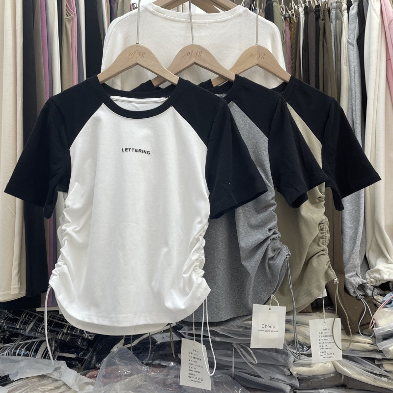 [T-shirt Oversize](100kg Bisa Dipakai) Gaya Korea Splicing Warna Plus Size T Shirt Raglan Lengan Pen