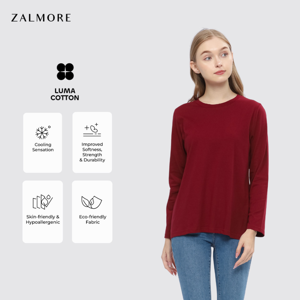 FIROSADA  Zalmore Women Oneck Longsleeve Premium LUMA Cotton - Kaos Wanita