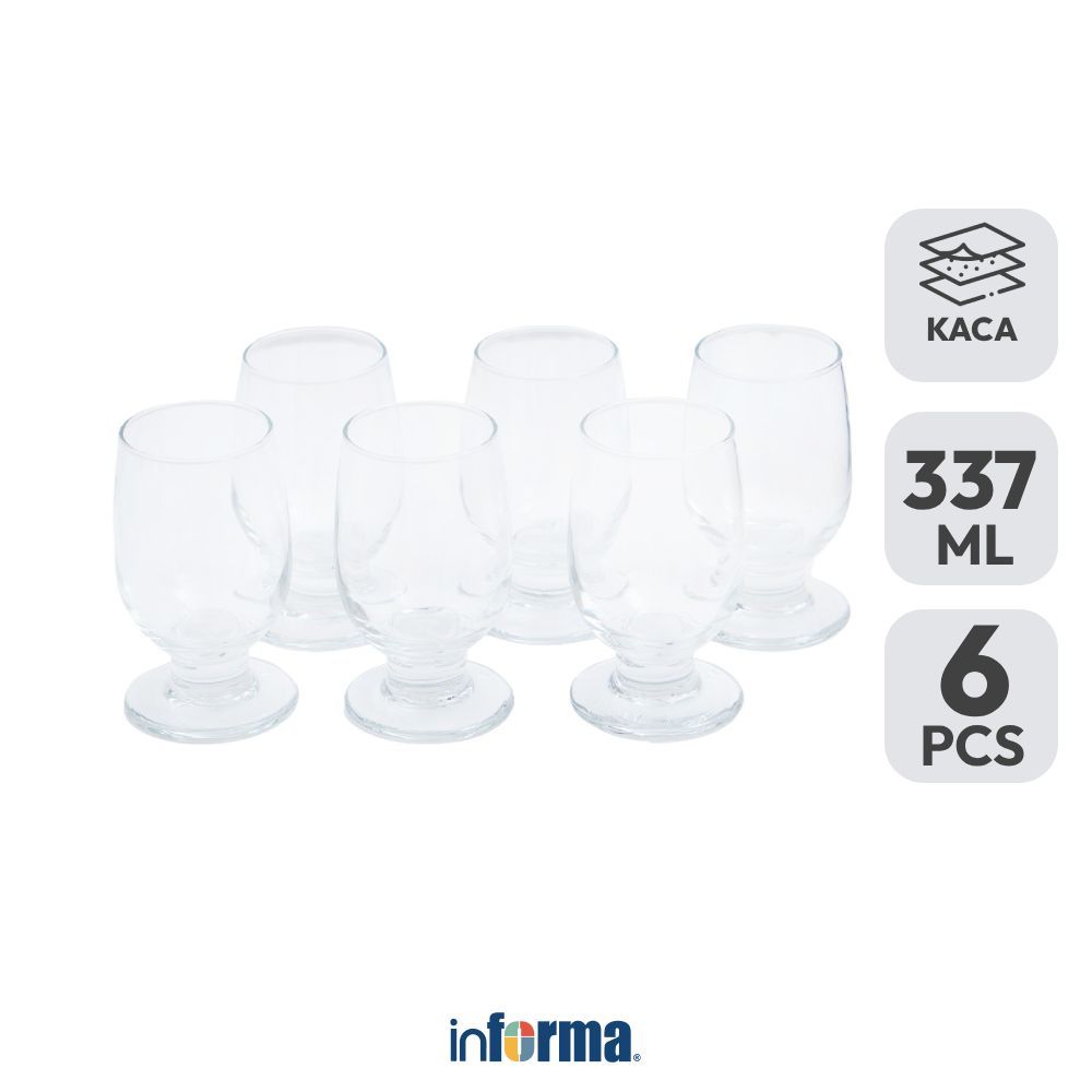 Informa Libbey Goblet Gelas Kaca 337 ml Set 6 Pcs Transparan Cup Bening Wadah Air Minum Tempat Minum