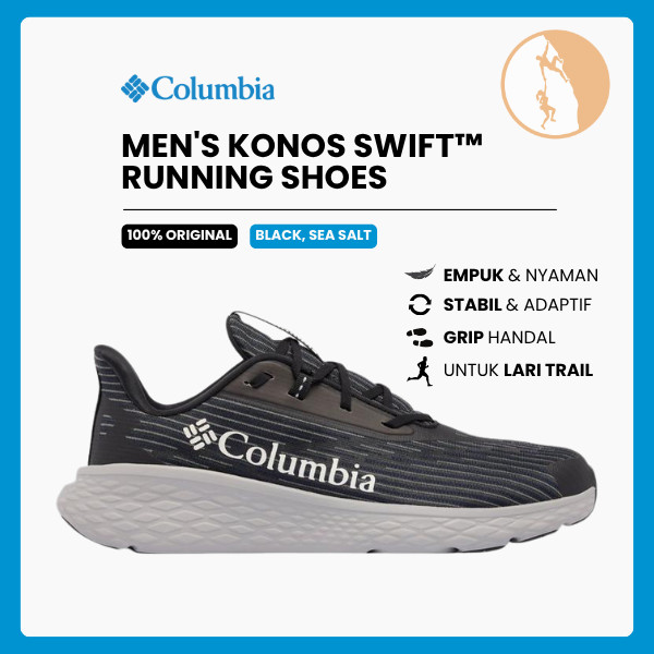 Sepatu Lari Pria - Columbia Men's Konos Swift Running Shoes - Black/Sea Salt