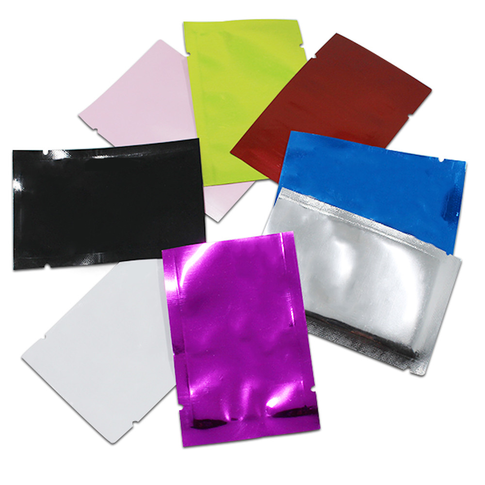 200pcs/ Lot Open Top 8 Colored Aluminum Foil Heat Seal Food Vacuum Package Bag For Snack Beans Packa