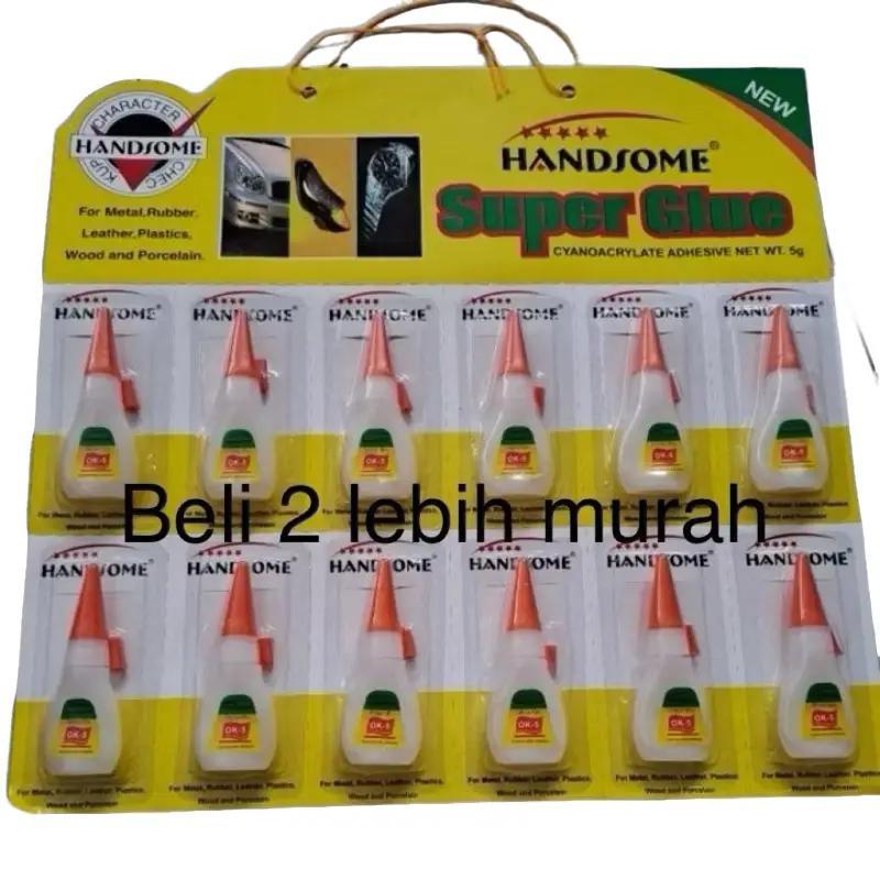 Lem Cair Jakarta Renceng isi 12pcs / Lem Cair Handsome buat Metal, Rubber, Kertas, plastik, kayu Mur