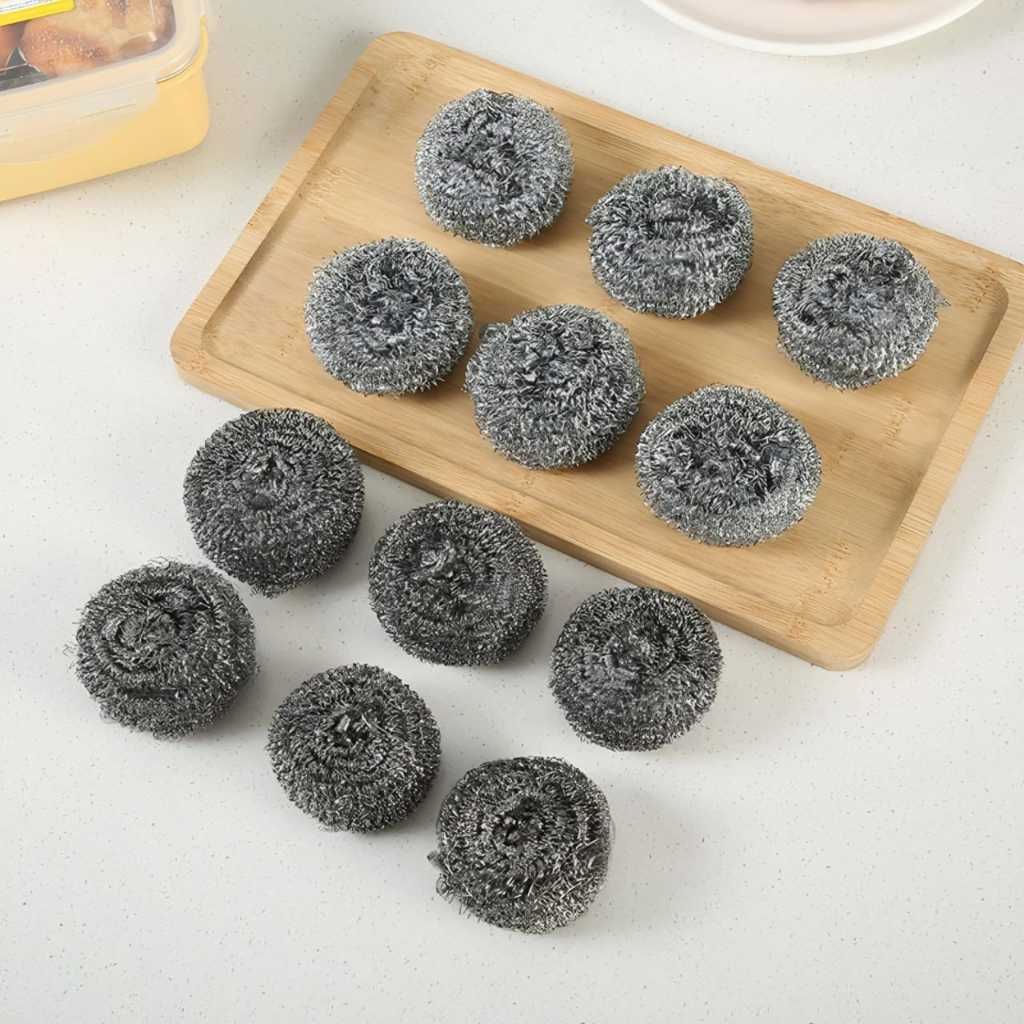 12 Pcs Spon Cuci Piring Kawat Bundar / Sabut Gosok Stiwol Bulat / Sabut Kawat Cuci Piring