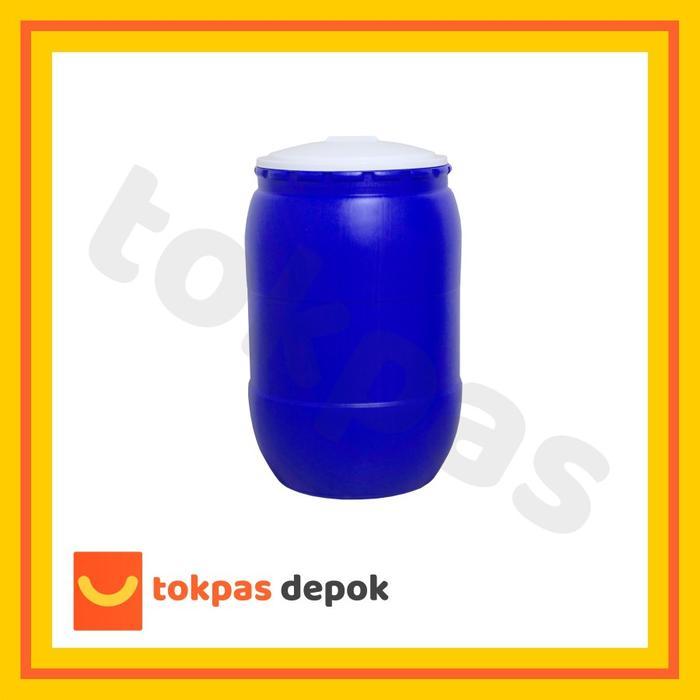Tong Air + Tutup 120 Liter / Gentong Besar / Drum Tempat Sampah Plastik Green Leaf 0512 Putih Biru