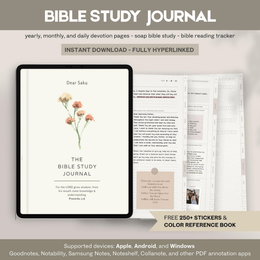Bible Study Journal Christian Spiritual Journal --- Bible Study Journal