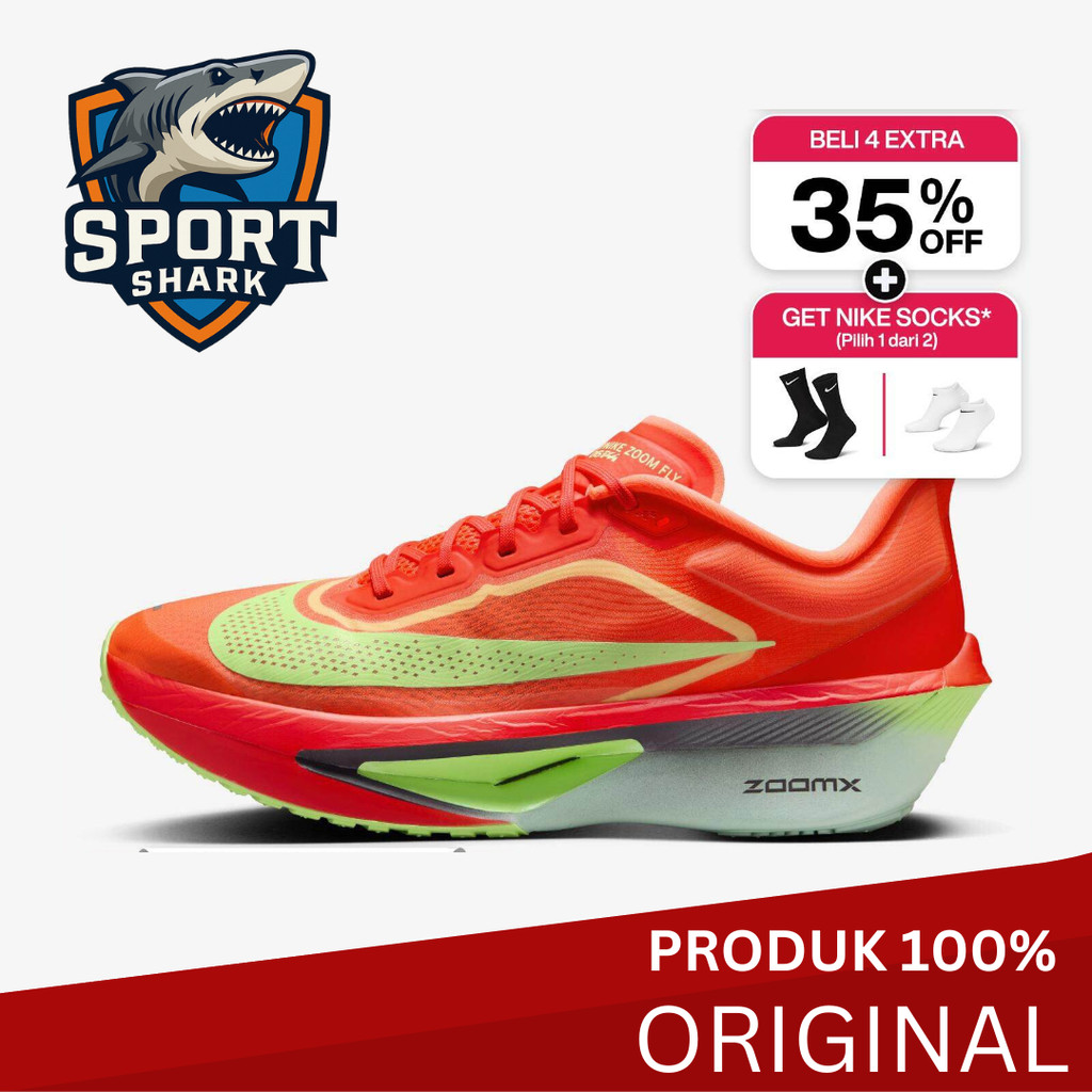 Nike Sepatu Pria Zoom Fly 6 Road Running - Bright Crimson Berkualitas Tinggi Original Branded Sporty