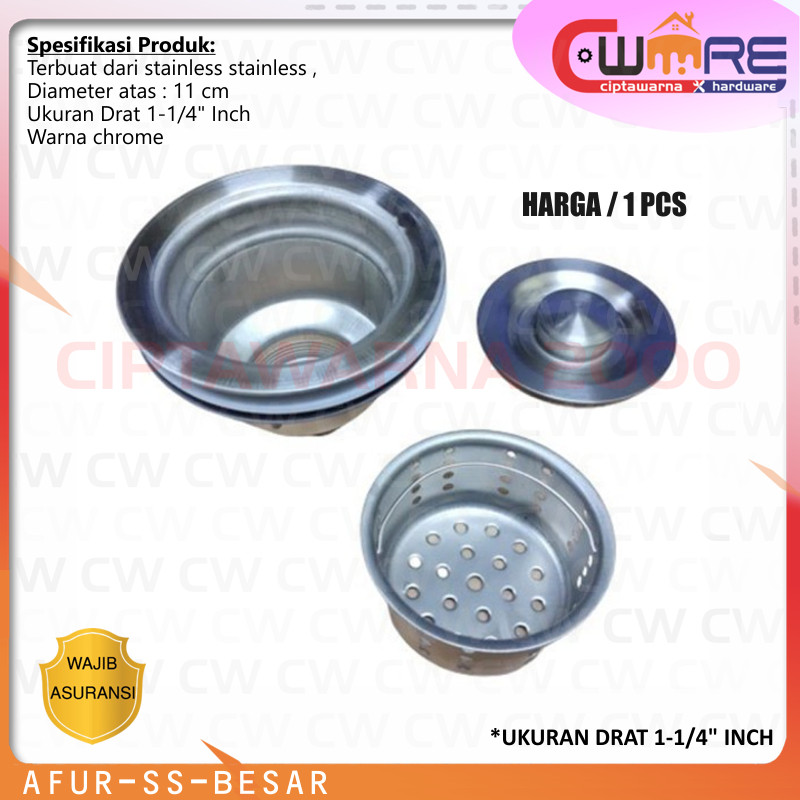 Afur Stainless BESAR Saringan Bak Wastafel Cuci Piring - CWTT