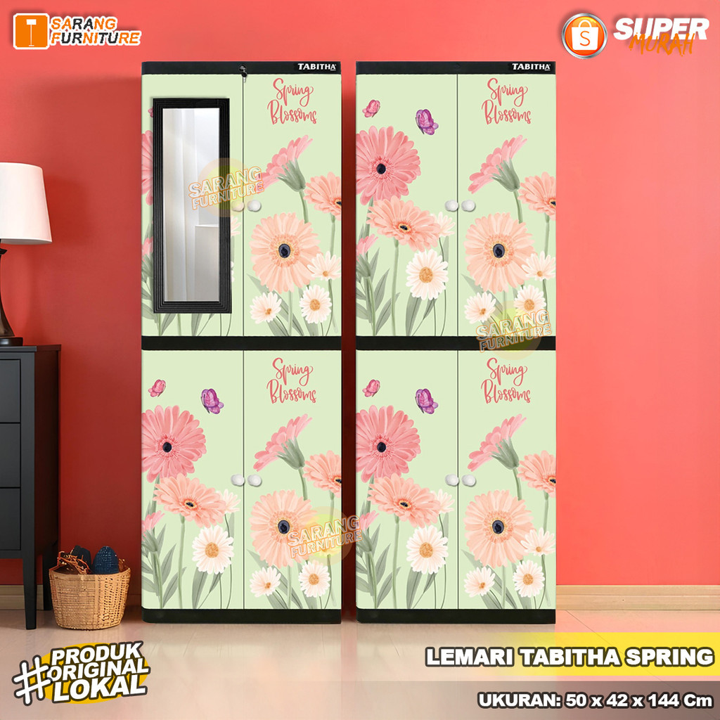 Lemari Pakaian Plastik Tabitha LS2P Spring Lemari Lemari 4 Susun Lemari Kaca Lemari Gantung