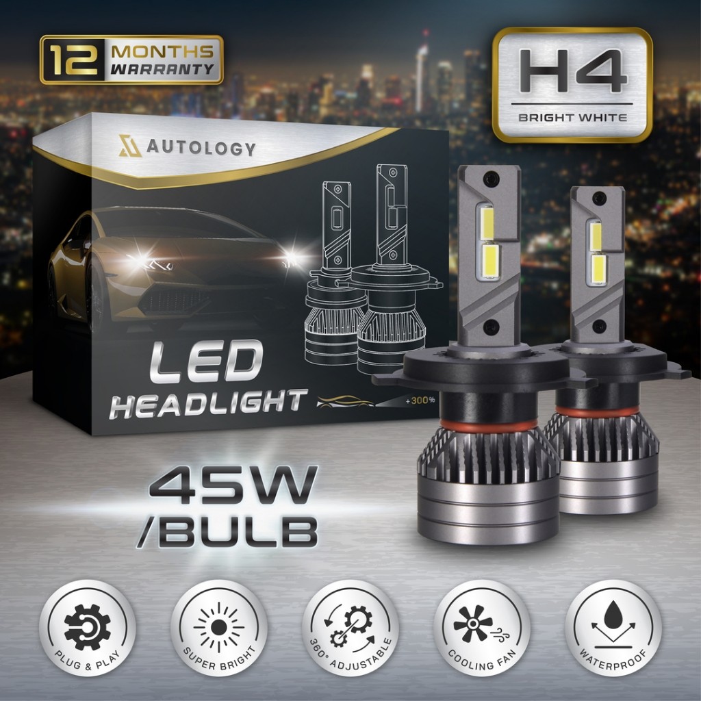 Autology LED H4 | H11 White / Tricolor 45W / Lampu Led Mobil