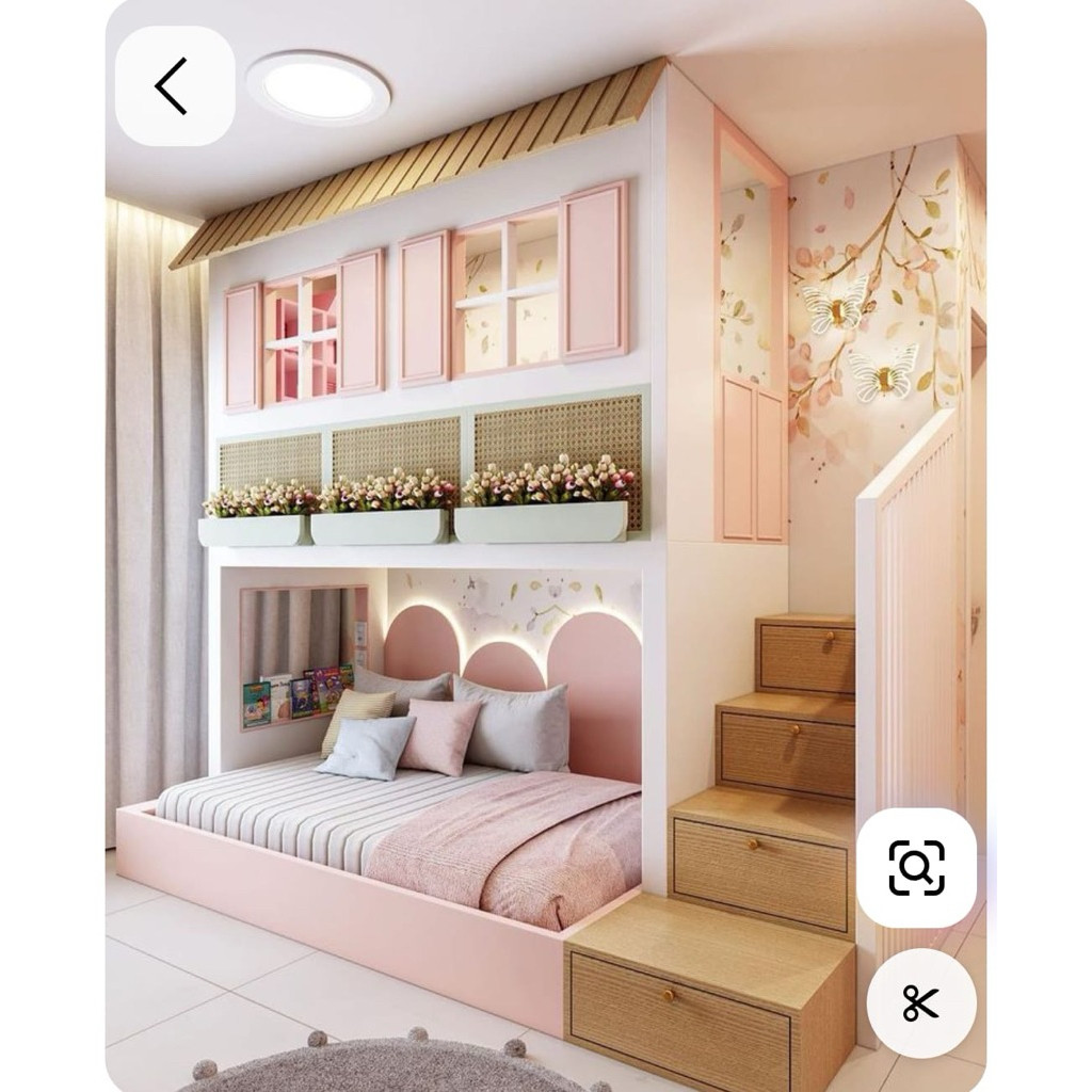 tempat tidur anak perempuan mewah /ranjang tingkat anak size 100x200&160x200