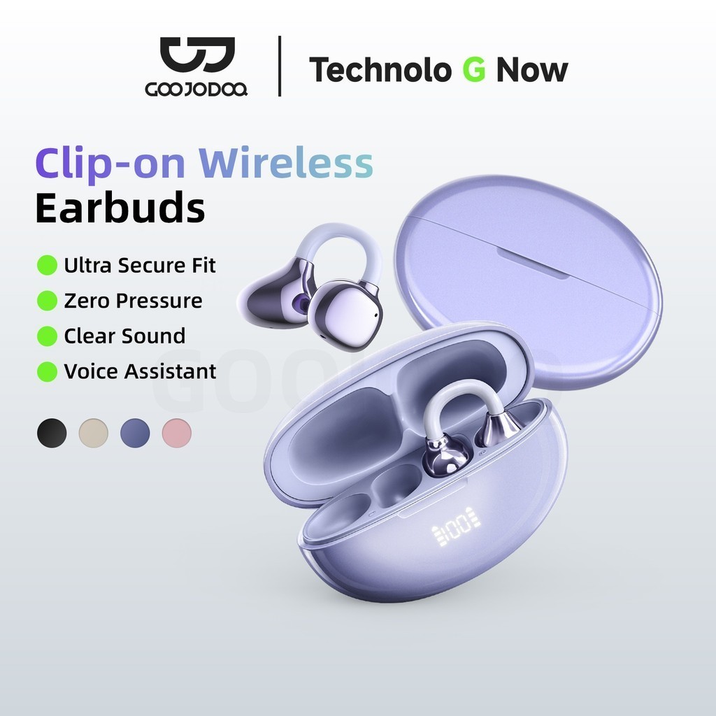 GOOJODOQ J235 Clip-on Wireless Earphone Bluetooth 5.3 earphones Intelligent Touch and AI Assistant A