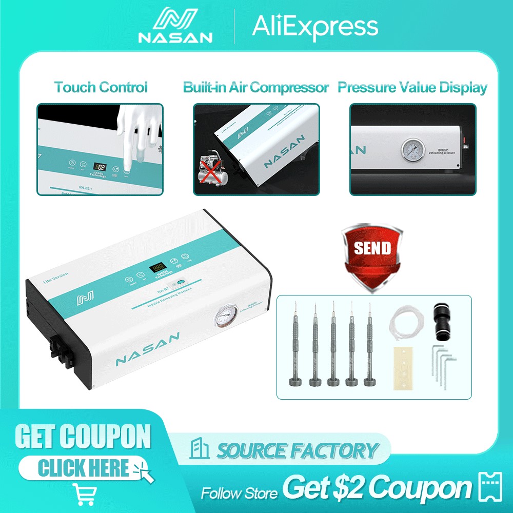 NASAN B2+ 7inch LCD Air Bubble Remover Buit-in Air Compressor Autoclave Debubble Machine for all Pho