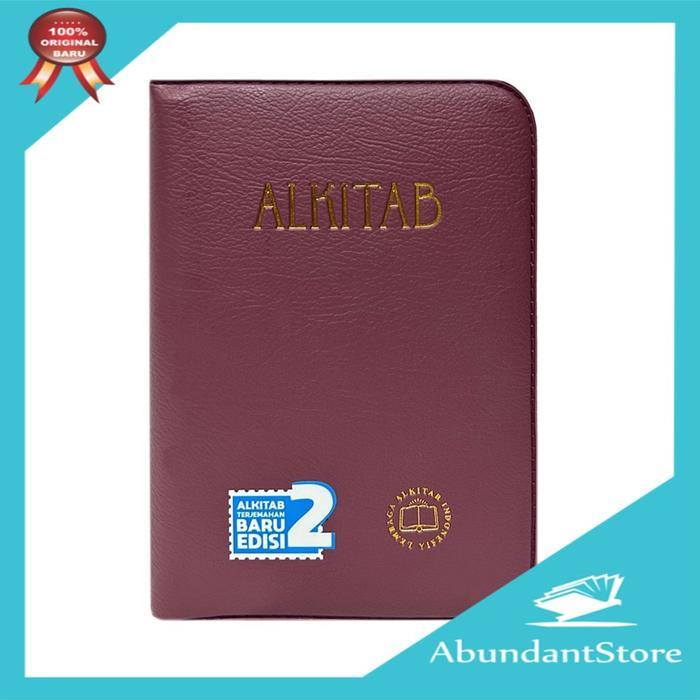 Alkitab BESAR Lansia Manula Sampul Kulit Imitasi Resleting - TB2 064 SL - Maroon
