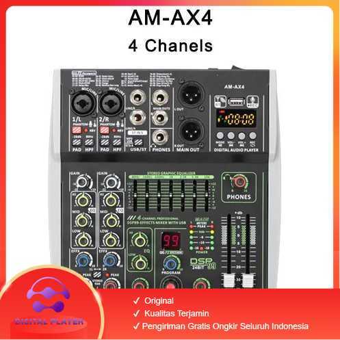 Mixer Audio Digital 4 Channel DSP 99 Effects Bluetooth - AM-AX4