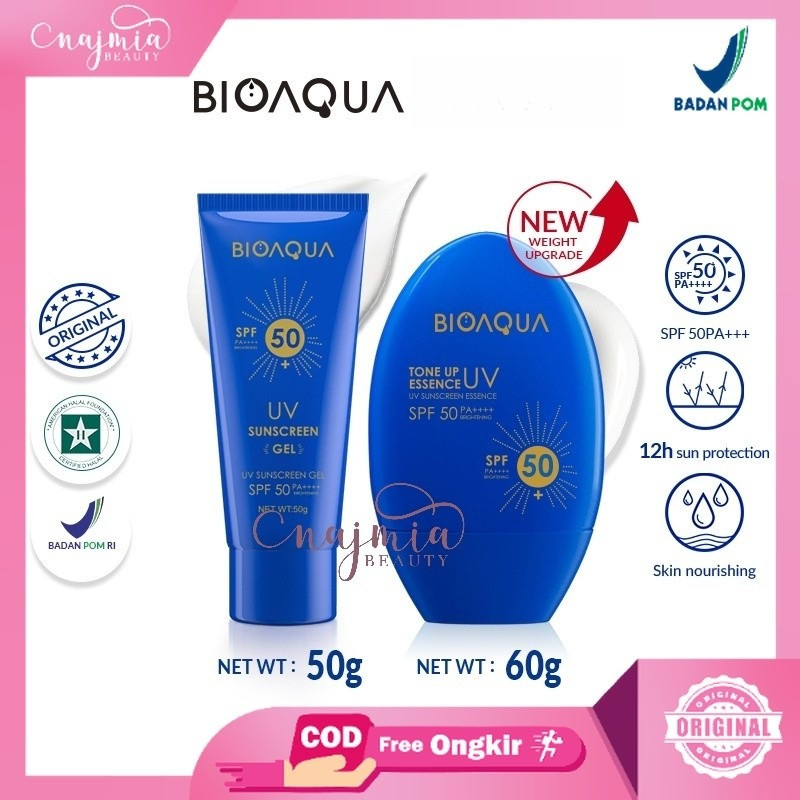 Najmia - BIOAQUA Sunscreen SPF 50 PA ++++ Sunscreen Gel 50g -Sunblock Wajah 12H Sun Protection 0% Al